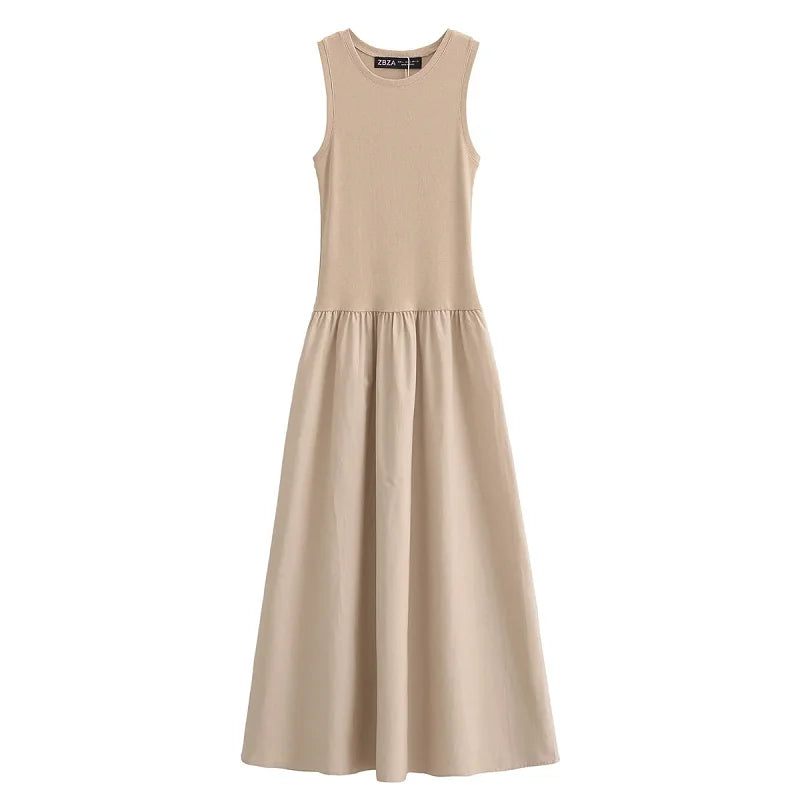 Vestido Longo Elegante Feminino HXAO – Sem Mangas, Estilo Casual e Festa, Moda Y2K 2025