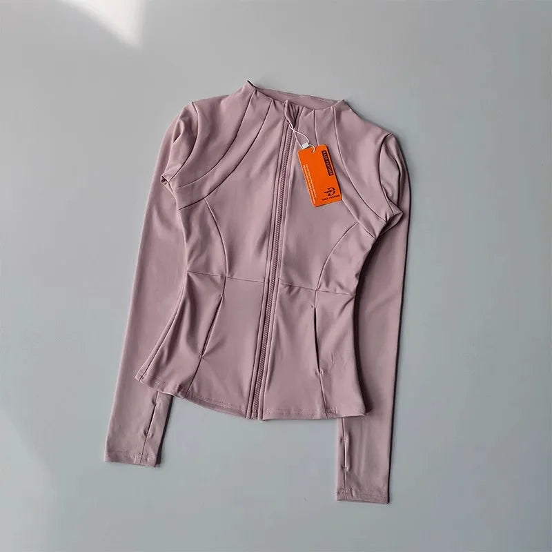 Jaqueta Fitness Feminina – Slim Fit, Secagem Rápida, Manga Longa para Yoga e Corrida