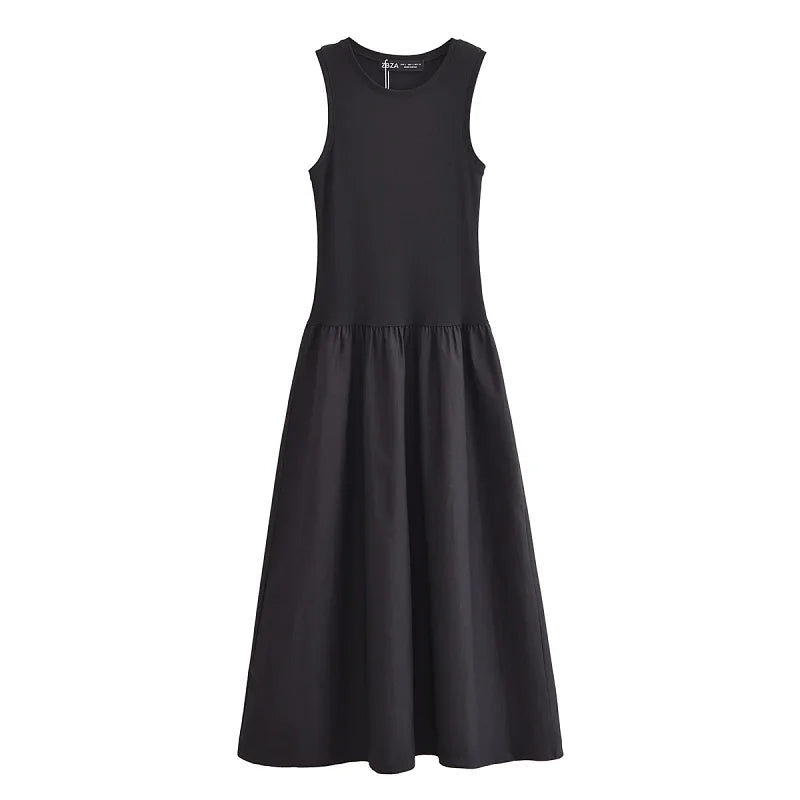 Vestido Longo Elegante Feminino HXAO – Sem Mangas, Estilo Casual e Festa, Moda Y2K 2025
