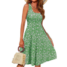 Vestido Midi Floral Feminino – Sem Mangas, Casual de Verão e  Elegante