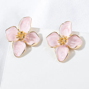 Brincos Femininos Flor Rosa e Branca / Elegante, Delicado e Fashion