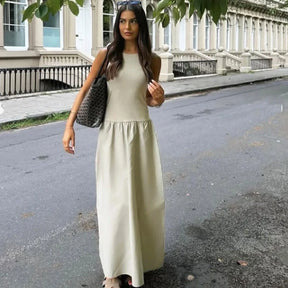 Vestido Longo Elegante Feminino HXAO – Sem Mangas, Estilo Casual e Festa, Moda Y2K 2025