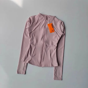 Jaqueta Fitness Feminina – Slim Fit, Secagem Rápida, Manga Longa para Yoga e Corrida