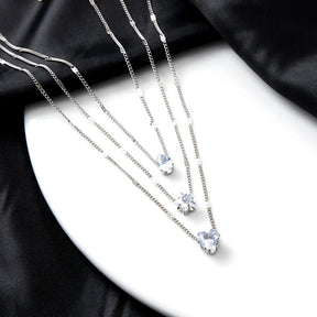 Colar Feminino Multicamadas – Pingentes Gota, Coração e Estrela, Estilo Delicado e Luxo