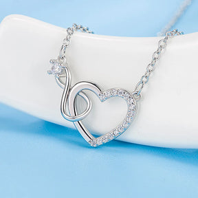 Colar Feminino Coração Duplo – Prata 925 com Zircônia, Presente de Luxo