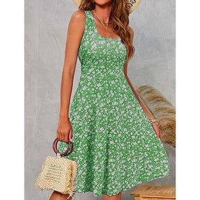 Vestido Midi Floral Feminino – Sem Mangas, Casual de Verão e  Elegante