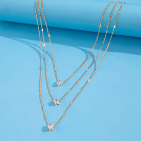 Colar Feminino Multicamadas – Pingentes Gota, Coração e Estrela, Estilo Delicado e Luxo