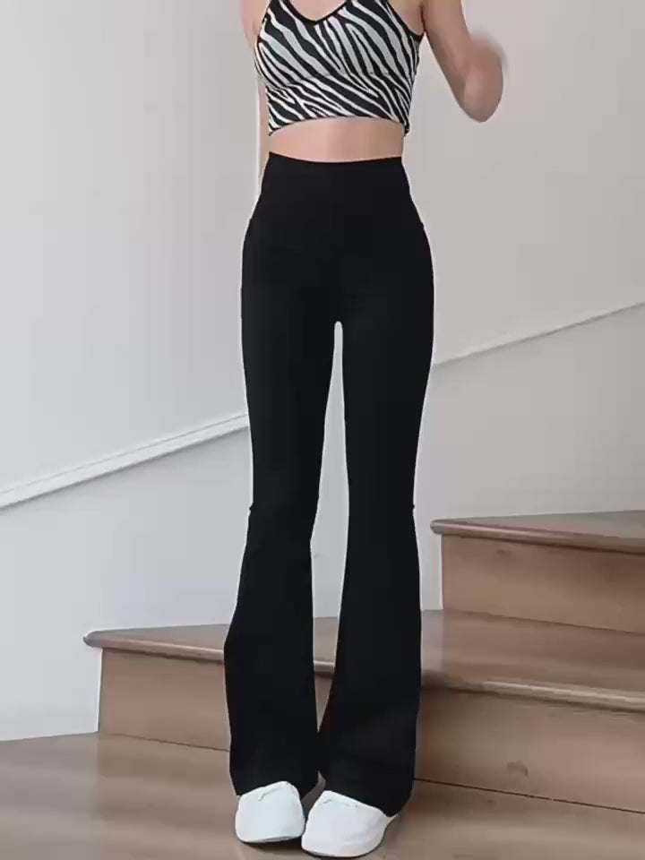 Calça Pantalona Feminina – Cintura Alta, Perna Larga, Preta, Elegante para Primavera/Verão